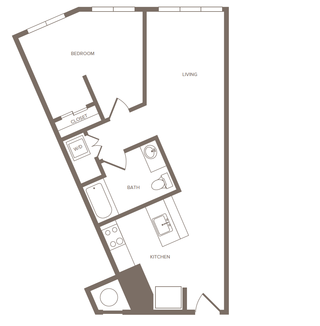 Floorplan for Apartment #2165, 1 bedroom unit at Halstead Parsippany